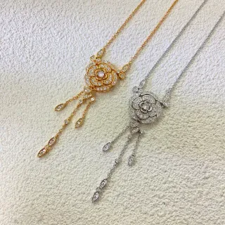 قلادة ذهبية فضية لولبة زهرية مع حجر Pavé-Set