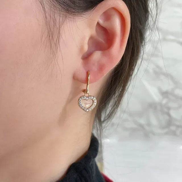 Gold Silver Heart-Shaped Pavé-Set Earrings 9