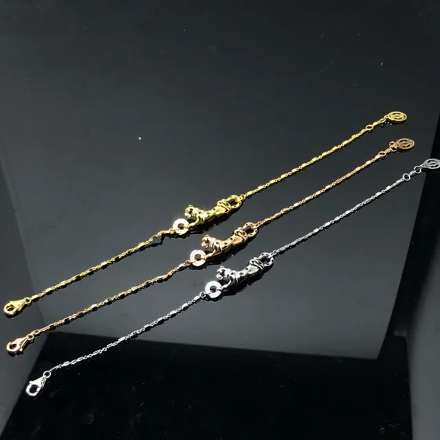 Gold Silver Panther-Shaped Pendant Pavé-Set Stone Collar Necklace 2