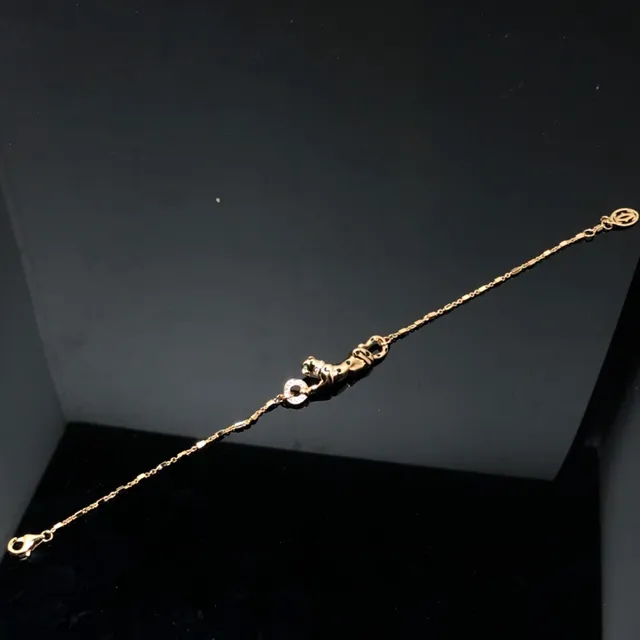 Gold Silver Panther-Shaped Pendant Pavé-Set Stone Collar Necklace 4