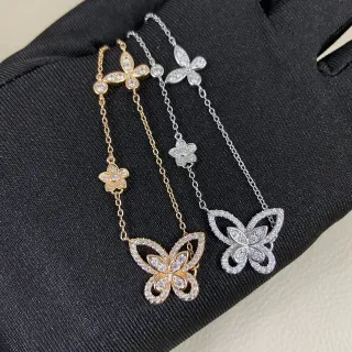 سوارة ذهبية وفضية Pavé-Set كريستال نقشة فراشة