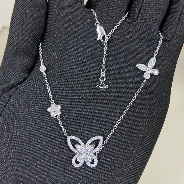 Gold Silver Pavé-Set Crystal Butterfly Motif Bracelet 5
