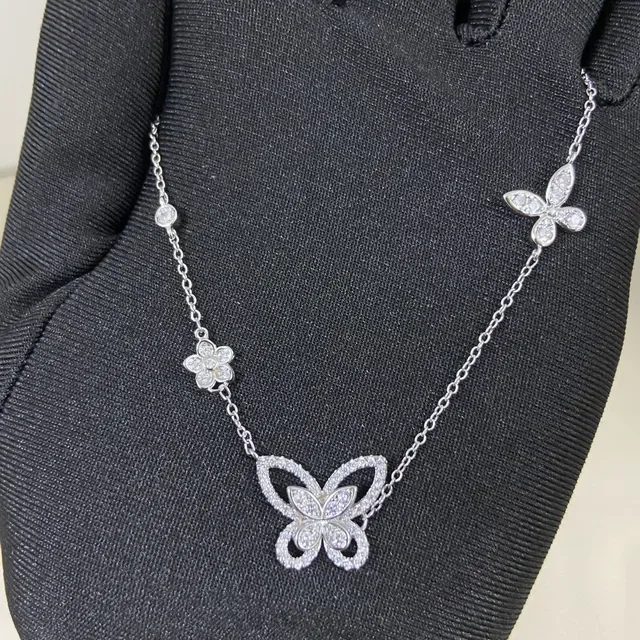 Gold Silver Pavé-Set Crystal Butterfly Motif Bracelet 6
