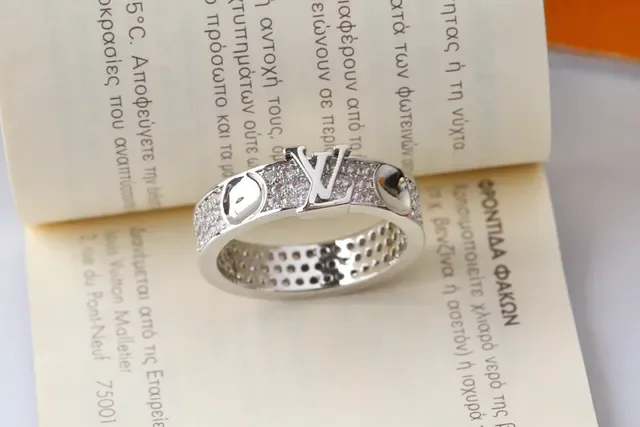 Gold Silver Pavé-Set Double-Row Ring 5