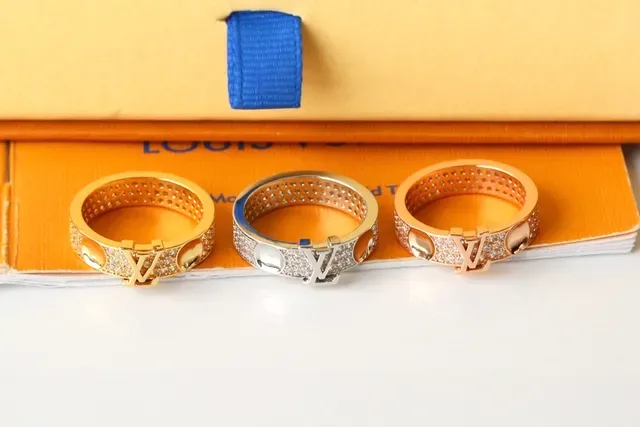 Gold Silver Pavé-Set Double-Row Ring 6