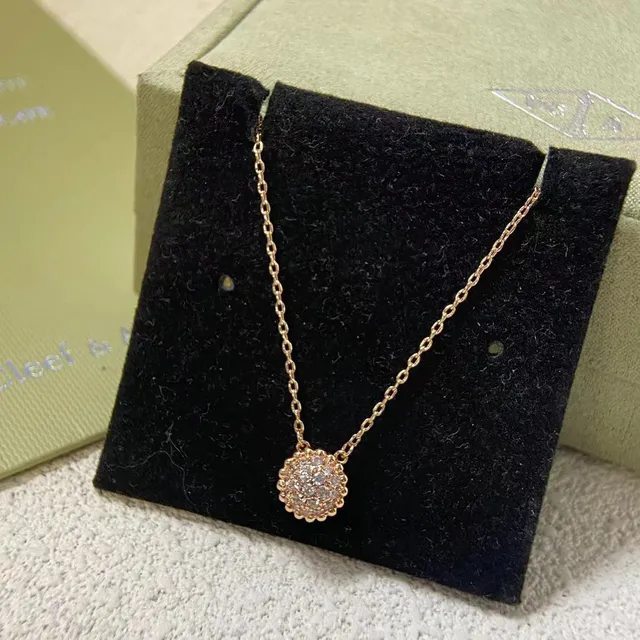 Gold Silver Pavé-Set Spherical Pendant Beaded Edge Bezel Necklace 5