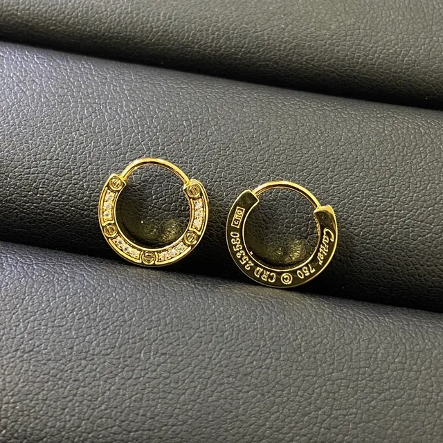 Gold Silver Pavé-Studded Hinged Hoop Earrings 4