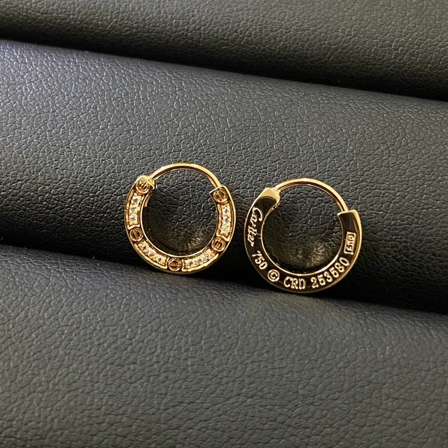 Gold Silver Pavé-Studded Hinged Hoop Earrings 5