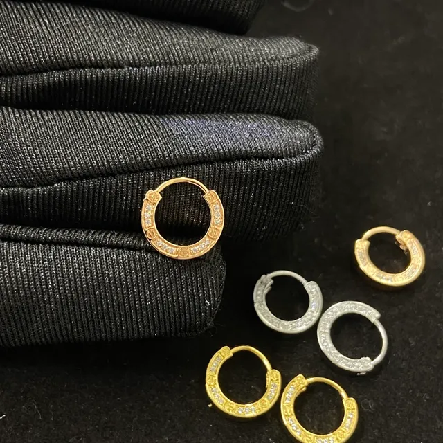 Gold Silver Pavé-Studded Hinged Hoop Earrings 6
