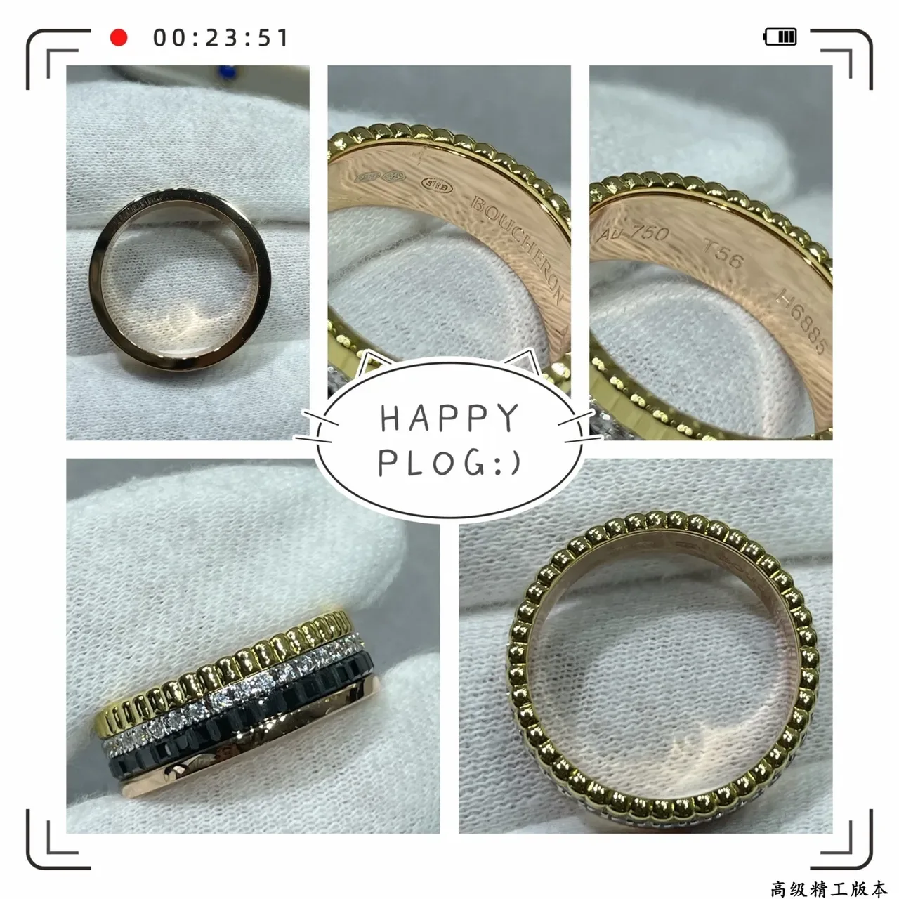 Gold Silver Rotating Bezel Pavé-Set Stones Ring 2