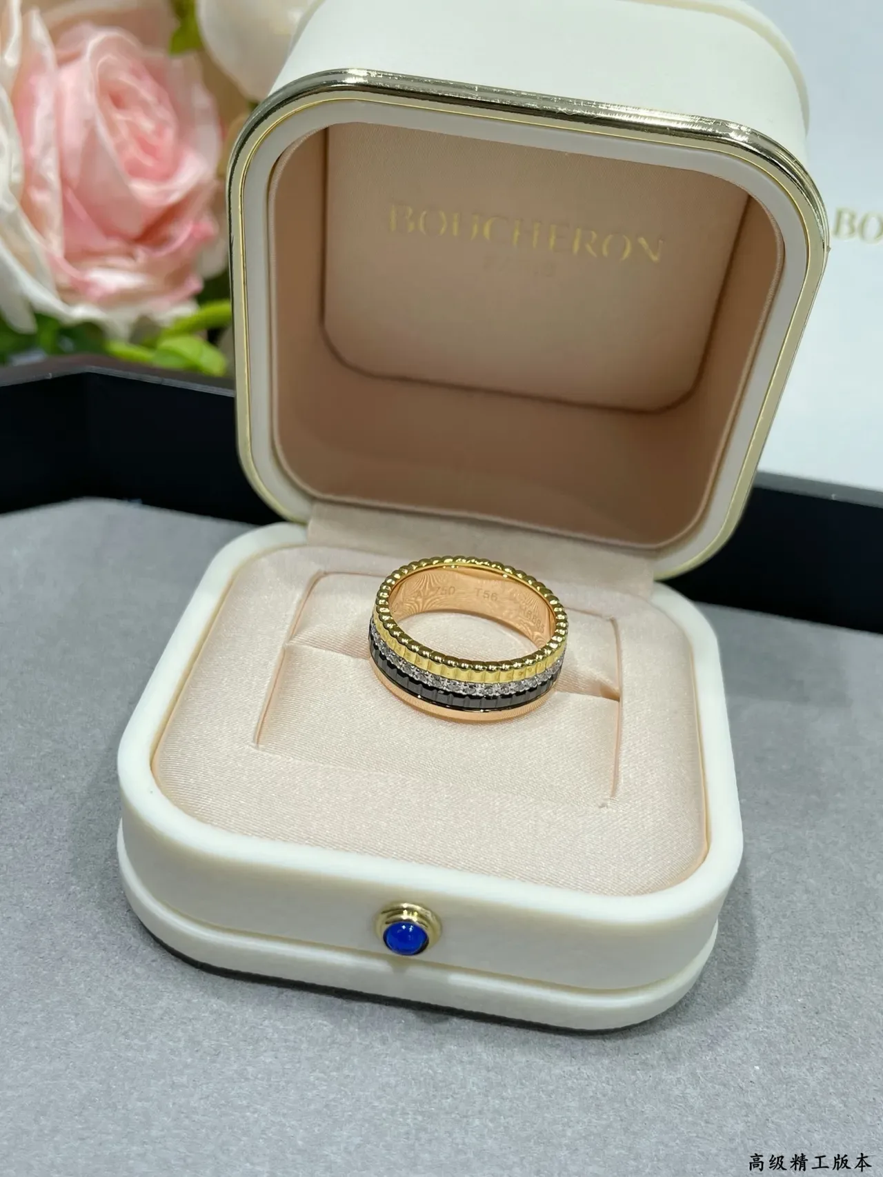 Gold Silver Rotating Bezel Pavé-Set Stones Ring 5