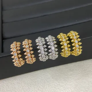 Gold Silver Spiked Pave-Set Ring