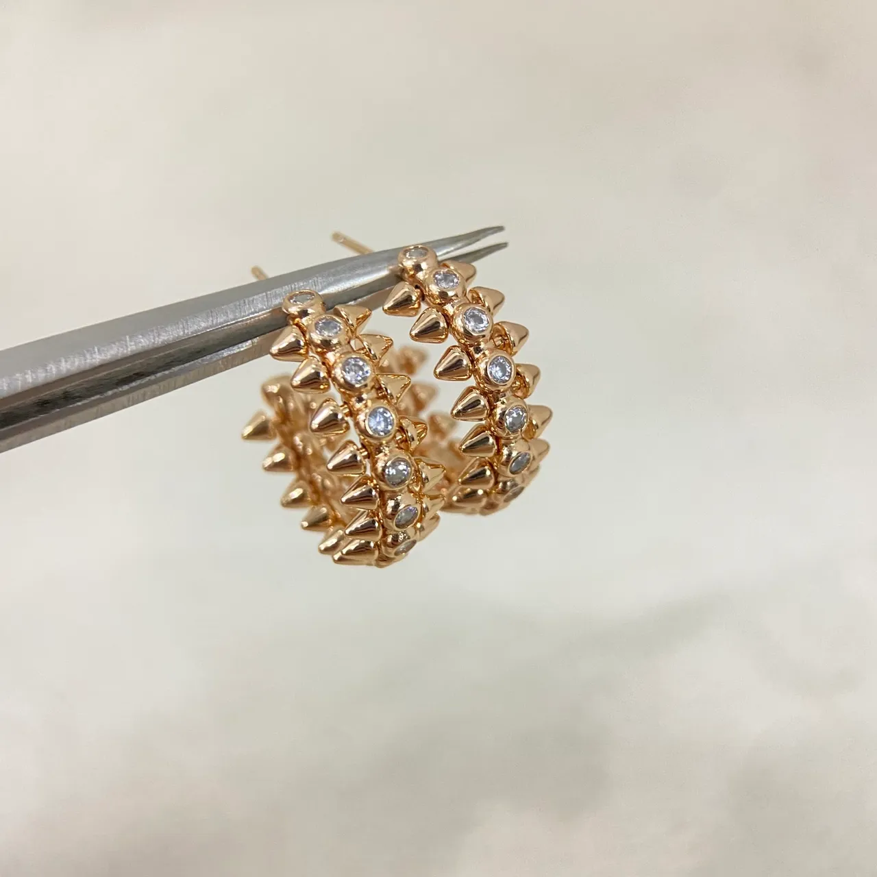Gold Silver Spiked Pave-Set Ring 3