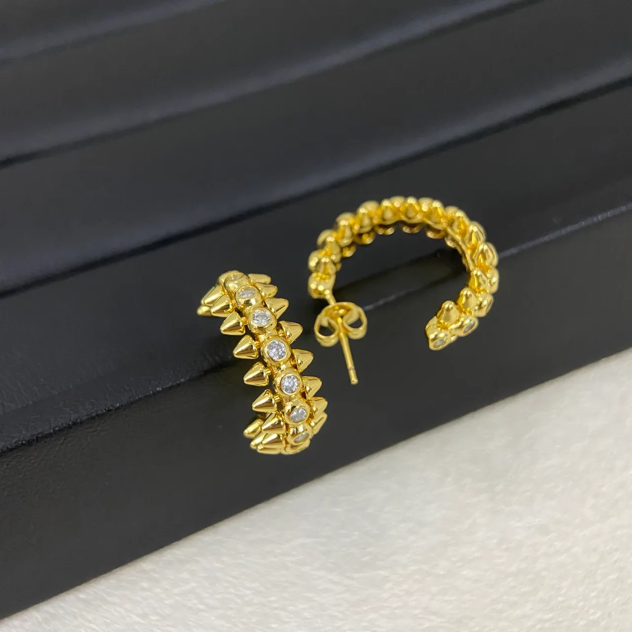 Gold Silver Spiked Pave-Set Ring 5