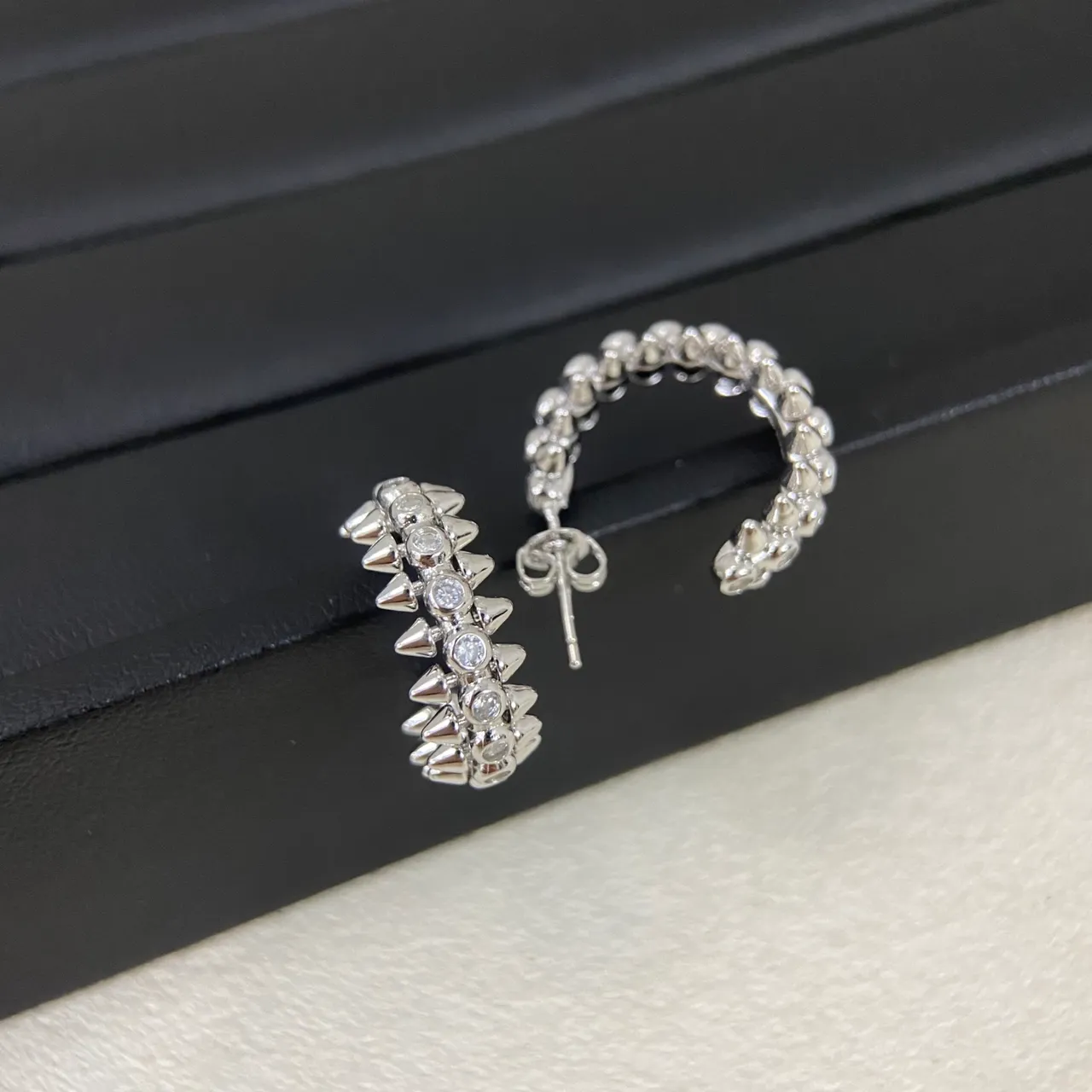 Gold Silver Spiked Pave-Set Ring 6