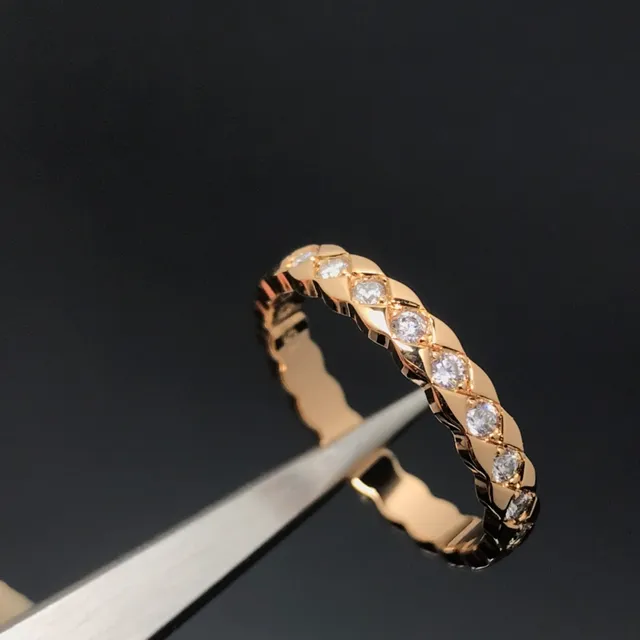 Anneau de bande en maille tissée or et argent Pavé-Set avec pierres rondes 3