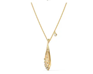 Gold Teardrop Openwork Diamond Pendant Necklace 3