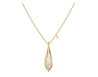 Gold Teardrop Openwork Diamond Pendant Necklace 5