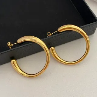 Gold Thick Tubular Hoop Earrings