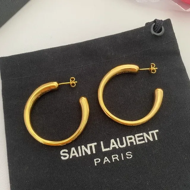 Gold Thick Tubular Hoop Earrings 6