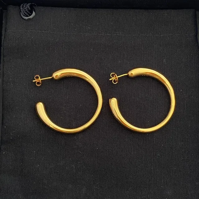 Gold Thick Tubular Hoop Earrings 9