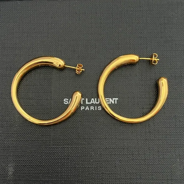 Gold Thick Tubular Hoop Earrings 10