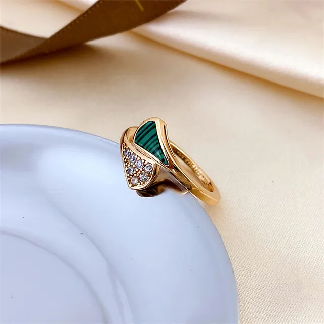 Gold-Tone Asymmetrical Mother-of-Pearl and Pavé Crystal Ring 4