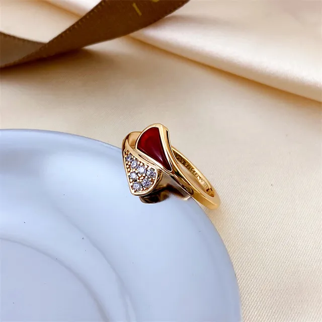 Gold-Tone Asymmetrical Mother-of-Pearl and Pavé Crystal Ring 5