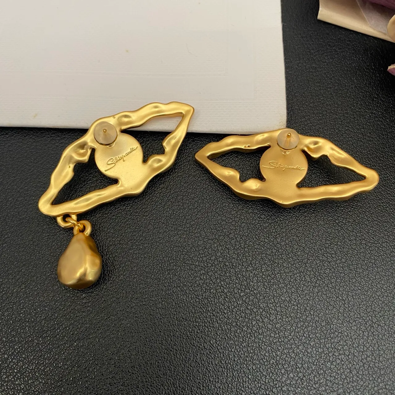 Gold-Tone Asymmetrical Pearl and Crystal Earrings 4