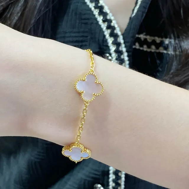 Gold-Tone Clover Mother-of-Pearl Inlay Chain Bracelets 9