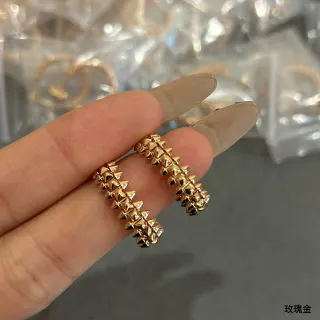 Gold-Tone Double-Row Pyramid Stud Hoop Earrings