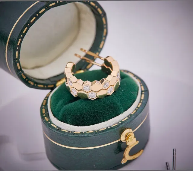 Gold-Tone Hexagonal Segment Hoop Earrings 2