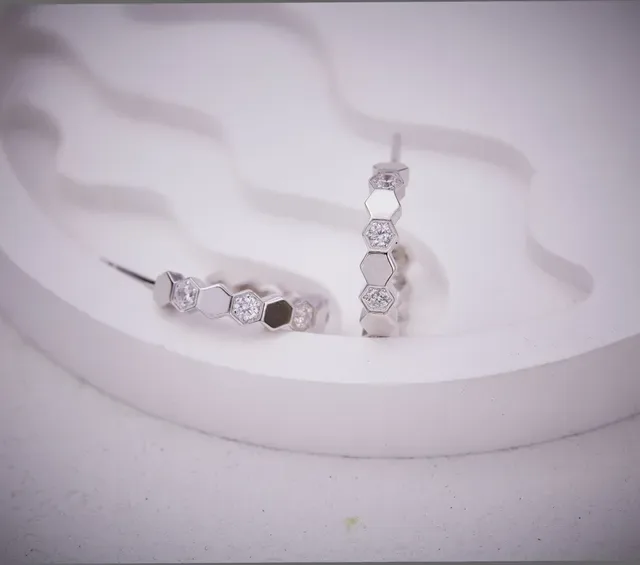 Gold-Tone Hexagonal Segment Hoop Earrings 4