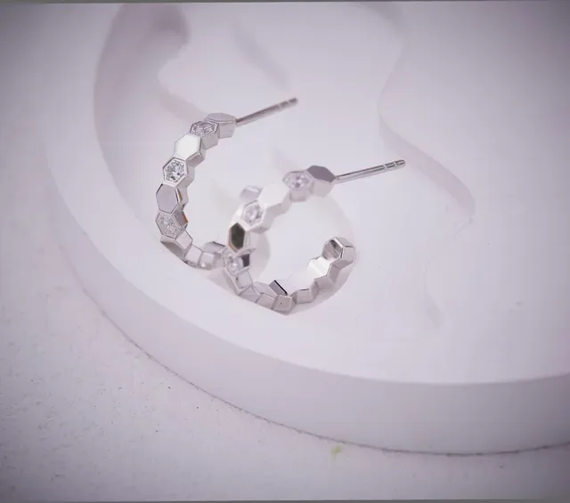 Gold-Tone Hexagonal Segment Hoop Earrings 6