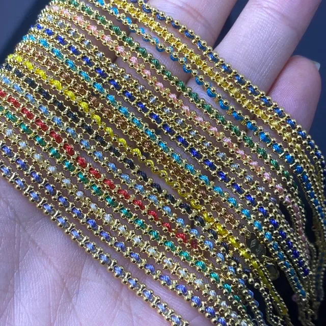 Gold-Tone Multicolor Micro-Pave Stone Chain Necklaces 5