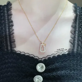 Gold-Tone Pavé-Crystal U-Shackle Pendant Necklace