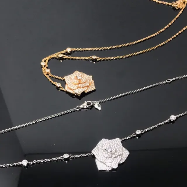 Gold-Tone Pavé Floral Crystal Pendant Necklace 3