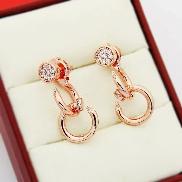 Gold-Tone Pavé-Set Interlocking Hoop Earrings 2