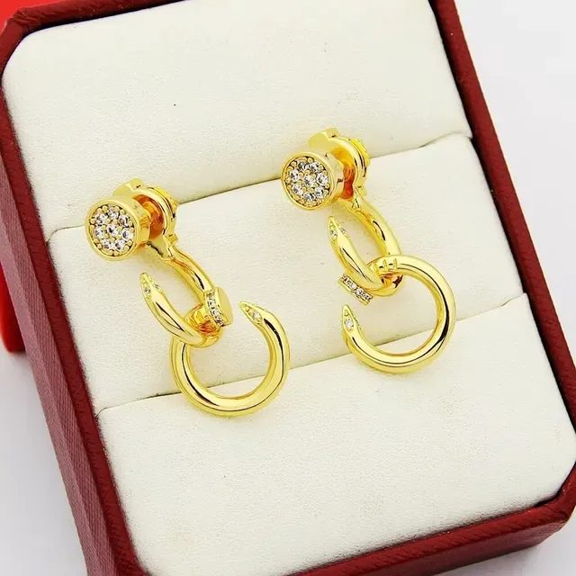 Gold-Tone Pavé-Set Interlocking Hoop Earrings 3