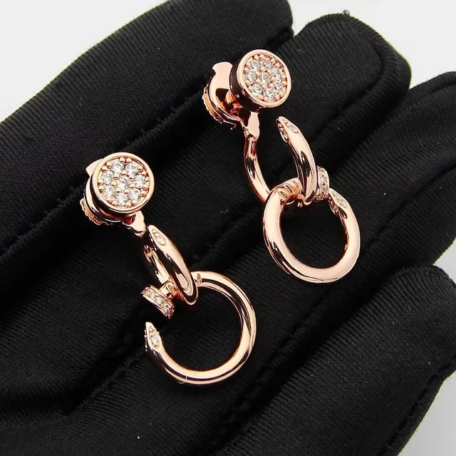 Gold-Tone Pavé-Set Interlocking Hoop Earrings 6
