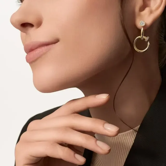 Gold-Tone Pavé-Set Interlocking Hoop Earrings 9