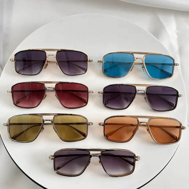 Gold-Tone Shield Frame Gradient Purple-Pink Lens Sunglasses 3