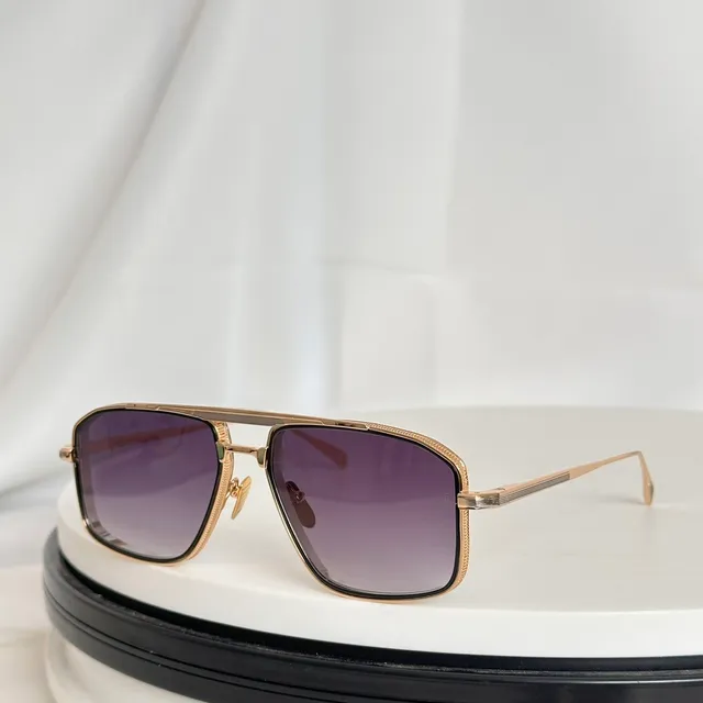 Gold-Tone Shield Frame Gradient Purple-Pink Lens Sunglasses 6