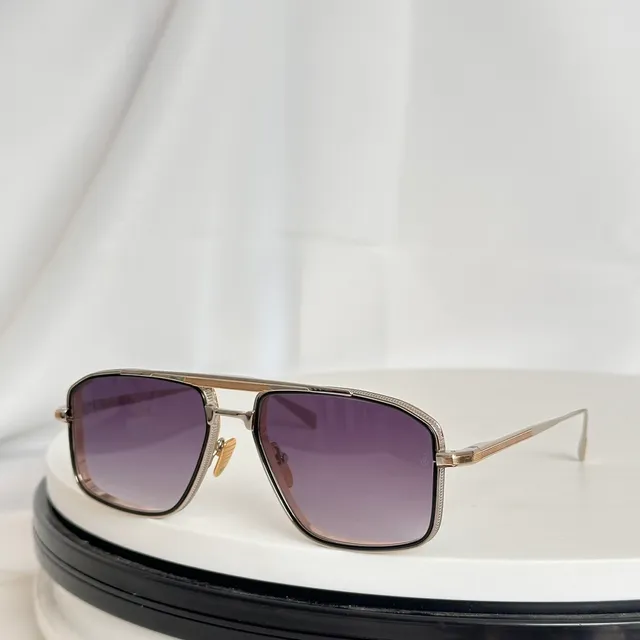 Gold-Tone Shield Frame Gradient Purple-Pink Lens Sunglasses 9