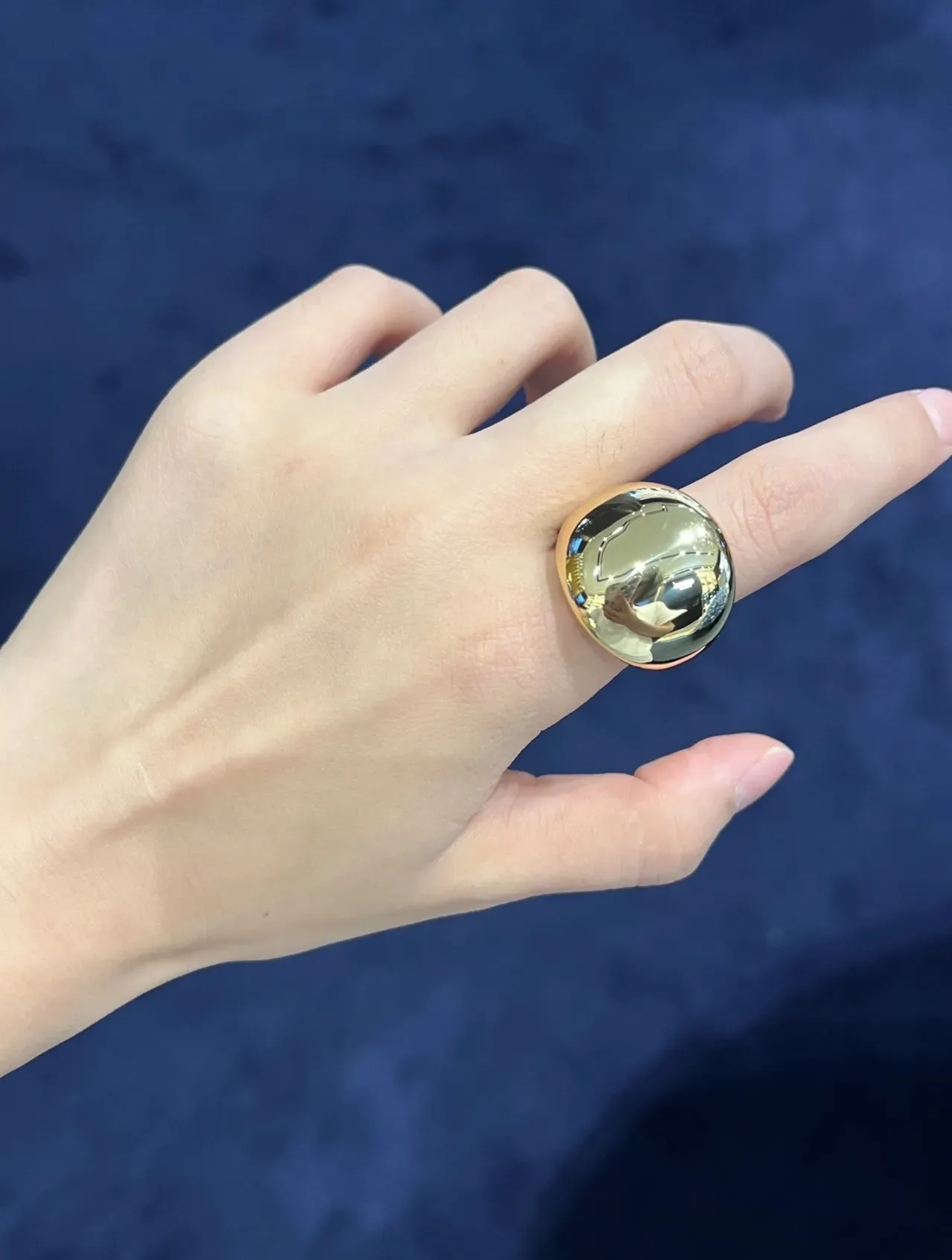 Gold-Tone Spherical Dome Ring 2