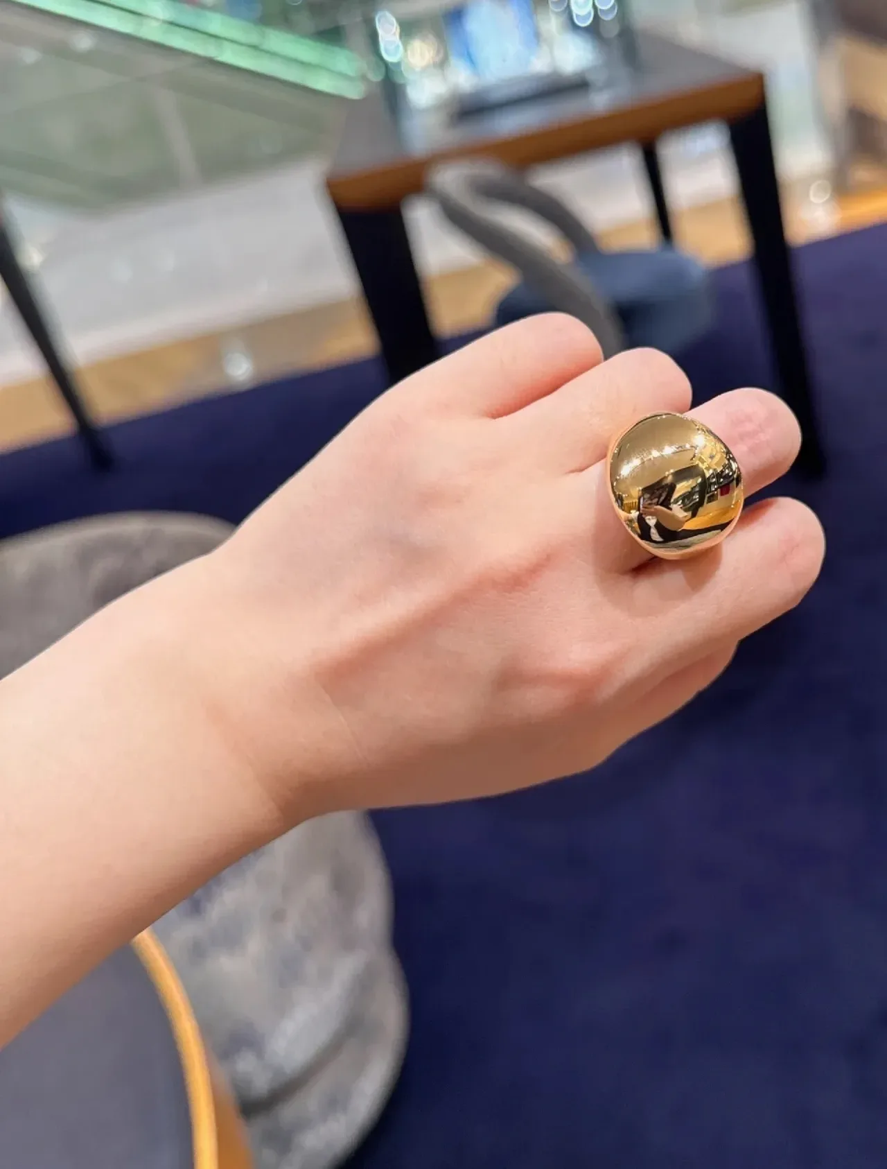 Gold-Tone Spherical Dome Ring 4