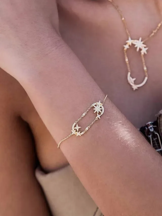 Gold-Tone Star and Compass Rose Charm Bracelet 2