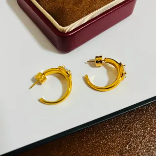 Gold-Tone Stone-Accented Hoop Earrings