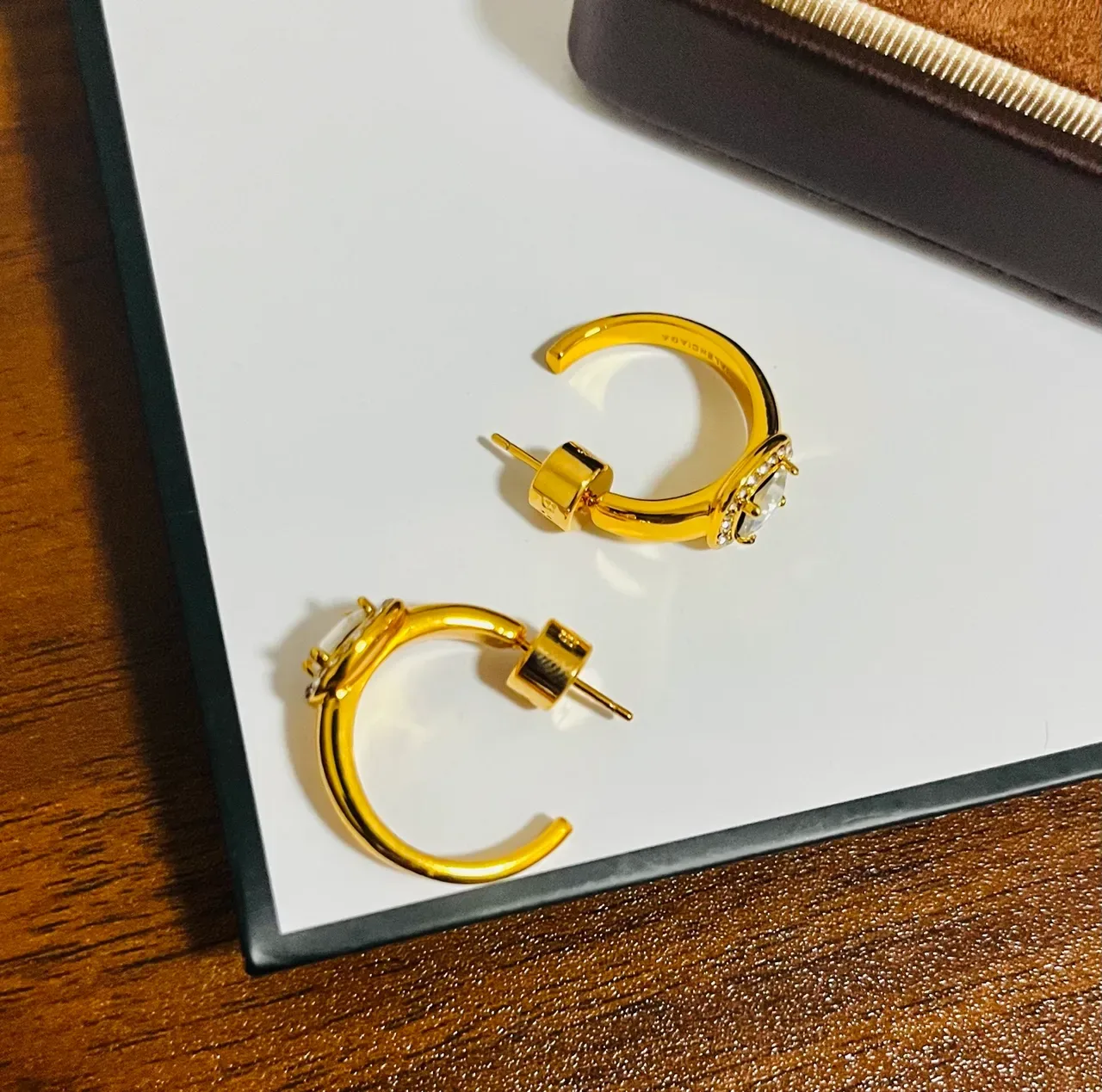 Gold-Tone Stone-Accented Hoop Earrings 3