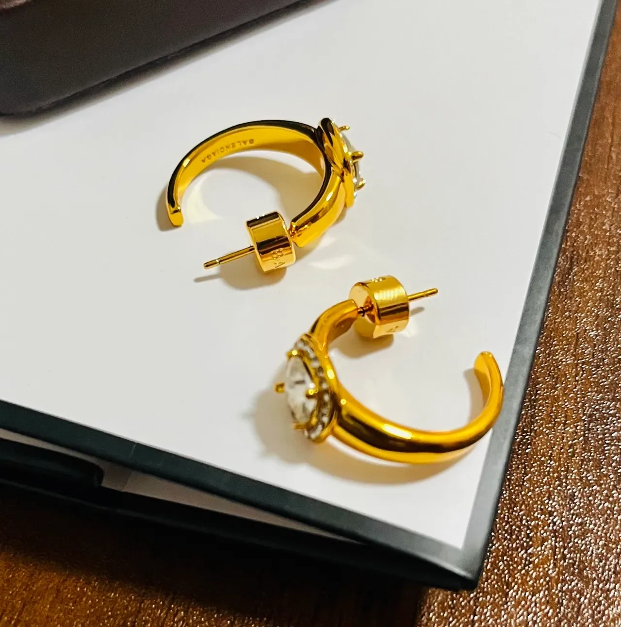 Gold-Tone Stone-Accented Hoop Earrings 4
